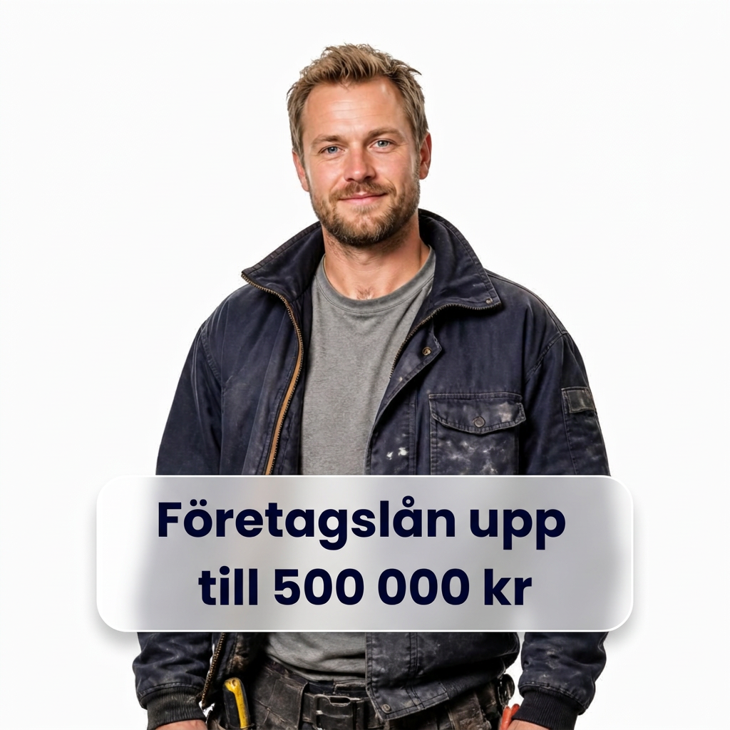 Hantverkare med texten Företagslån upp till 500 000 kr